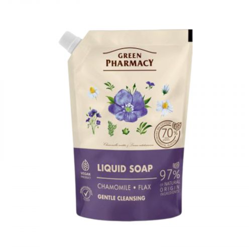 Green Pharmacy рідке мило 460мл дой-пак ромашка та льон EN
