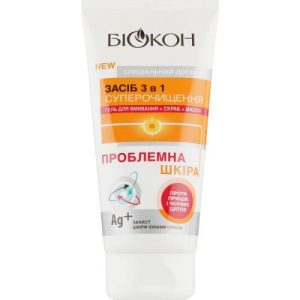 Біокон Скраб для обличчя 3в1 Проблемна шкіра Суперочищення, 175мл