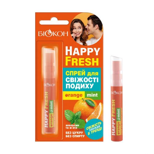 Біокон Спрей для ротової порожнини Happy Fresh Для свіжості подиху Апельсин та мʼята, 10мл