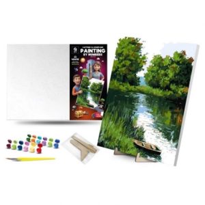 Картина по номерах 40х50 см "Човен на річці"" з деревʼяною підставкою