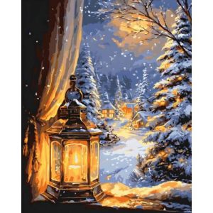Картина за номерами "Пейзаж. Зимова ніч" 40х50 см