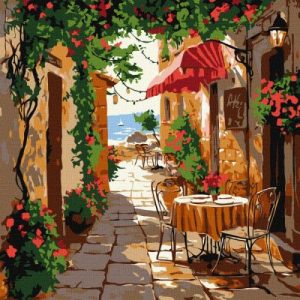 Картина за номерами - "Кав'ярня з вінтажними меблями" ©art_selena_ua, 30х30см