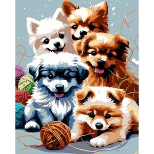 Картина по номерах "Грайливі цуценята" 40х50 см