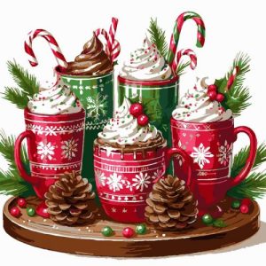 Картина по номерах "Зимові горнятка" 30х30 см