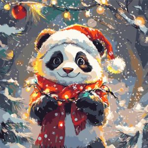 Картина по номерах "Святкова панда" 40х40 см