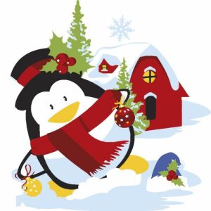 Картина по номерах "Пінгвін біля будинку" 20х20 см