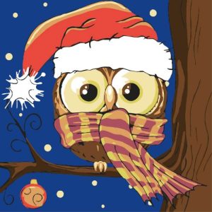 Картина по номерах "Сова на гілці" 20х20 см