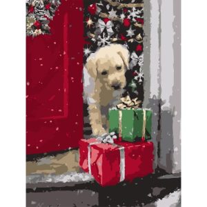 Картина по номерах "Песик із подарунками" 30х40 см