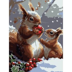 Картина по номерах "Зимові білочки 30х40 см
