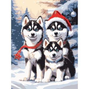 Картина по номерах "Хаскі в снігу" 30х40 см