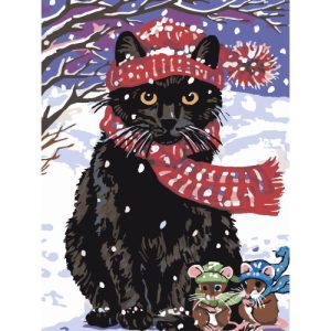 Картина по номерах "Кіт і мишенята 30х40 см