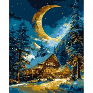Картина за номерами з фарбами металік "Зимове тепло дому" 40х50 см