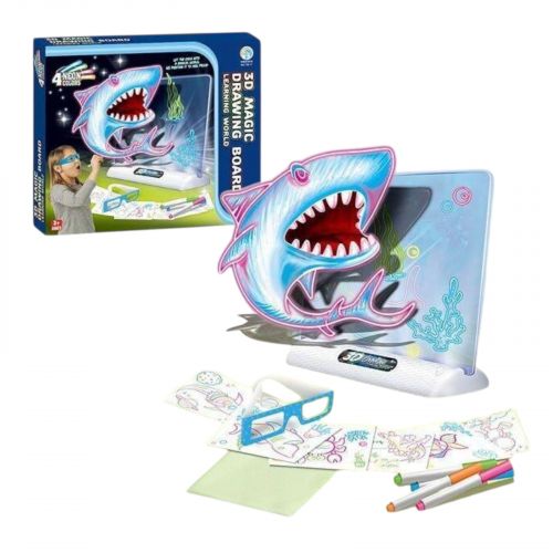 Дошка для малювання підсвічування, 7 трафаретів, 4 маркери, 3D окуляри, в коробці