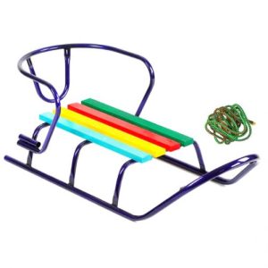 Санки "ЛЮКС КЛАСІК" - БЕЗ РУЧКИ круглі полози (колір синій)