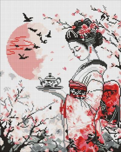 Алмазна мозаїка - Гейша і чай ©art_selena_ua
