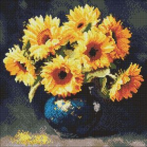 Алмазна мозаїка "Соняшник в темряві" 40х40 см