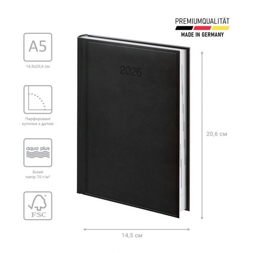 Щоденник 2026 Стандарт Torino слп/т чорний
