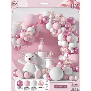 Набір повітряних куль малин.металік/рожева пастель/білий кольорів 82шт для створення фотозони арки