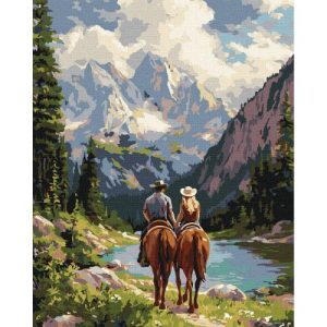 Картина по номерах "Пара вершників у горах" 40х50см