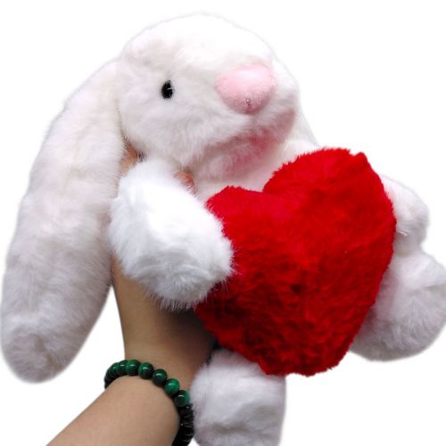 Мʼяка іграшка "Зайчик із серцем" 23 см (БІЛИЙ)