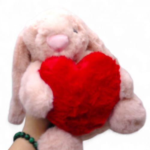 Мʼяка іграшка "Зайчик із серцем" 23 см (РОЖЕВИЙ)