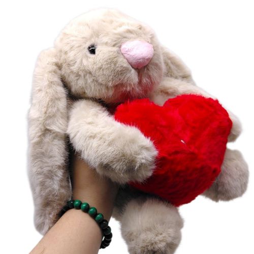 Мʼяка іграшка "Зайчик із серцем" 23 см (КОРИЧНЕВИЙ)