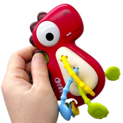 Брязкальце “Динозавр” (поп-іт, гумові прорізувачі та елементи для перетягування) (ЧЕРВОНИЙ)