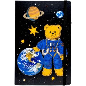 Блокнот "Ведмедик-космонавт" тверда обкладинка, А5 (ЧОРНИЙ)