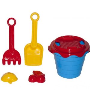 Набір пісочний "А" (відерце, сито, лопатка, грабельки, 2 пасочки), синій