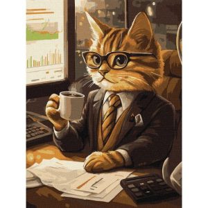 Картина по номерах "Кіт-бізнесмен" 30х40 см