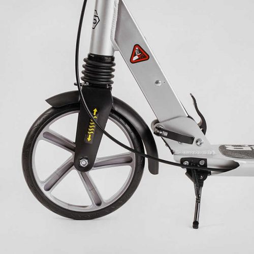 Самокат алюмінієвий "Best Scooter Factor" (ручне дискове гальмо, діаметр PU коліс - 200мм, 2 амортизатори, підсклянник)