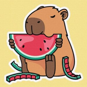 Картина за номерами "Капібара і Херсонський кавун" 40х40 см