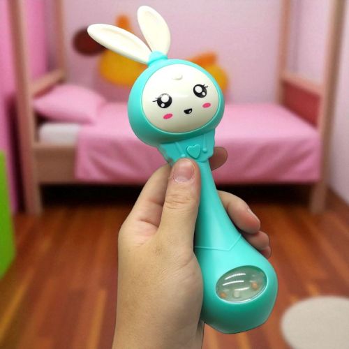 Музичне брязкальце "Зайчик" зі світлом, звук (БІРЮЗОВИЙ)