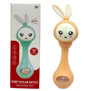 Музичне брязкальце "Зайчик" зі світлом, звук (ПОМАРАНЧЕВИЙ)