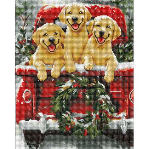 Алмазна мозаїка "Собача поїздка" 40х50 см