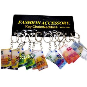 Брелоки пластикові "Гроші євро" (11 см), 12 брелоків