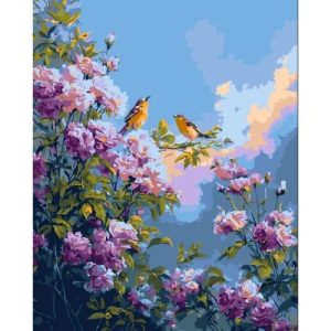 Картина за номерами "Пташки серед квітучих півоній" 40х50 см