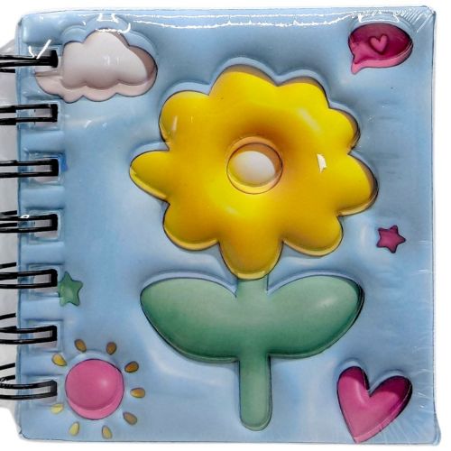 Блокнот 3D на пружині 10Х9,5 см "Квіти" (БЛАКИТНИЙ)