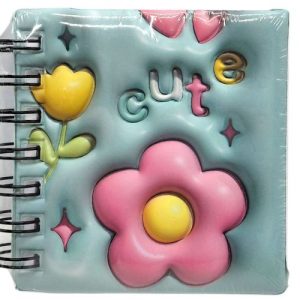 Блокнот 3D на пружині 10Х9,5 см "Квіти" (БІРЮЗОВИЙ)