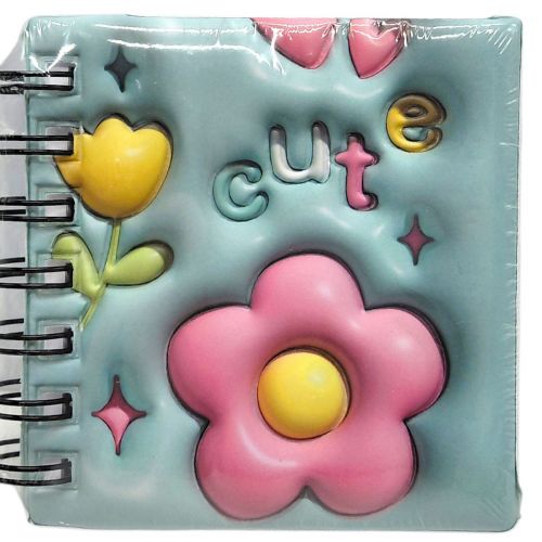 Блокнот 3D на пружині 10Х9,5 см "Квіти" (БІРЮЗОВИЙ)