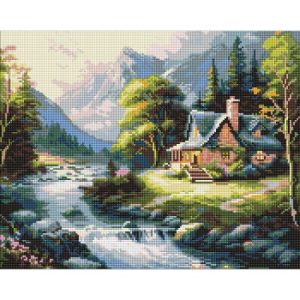 Алмазна мозаїка "Будиночок у горах" 40х50 см