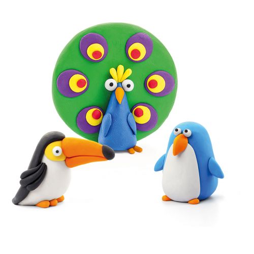 Набір пластиліну Ліпака – Птахи: Пінгвін, павич, тукан