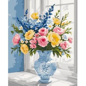 Картина за номерами "Квіти на підвіконні" 40х50 см
