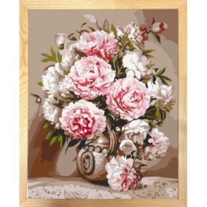 Картина за номерами з багетною рамкою "Ніжні півонії" 40х50 см