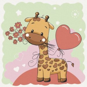 Картина за номерами "Жирафик з квітами" 30х30 см