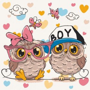 Картина за номерами "Пара совенят" 30х30 см