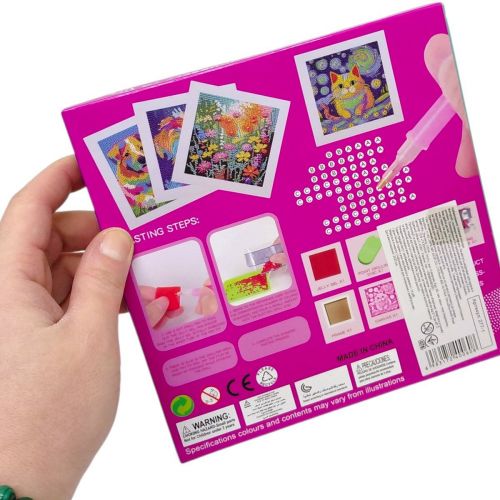 Алмазна мозаїка "Котик" (стрази, інструменти, рамка) в коробці 17,5х17,5 см