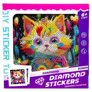 Алмазна мозаїка "Котик" (стрази, інструменти, рамка) в коробці 17,5х17,5 см