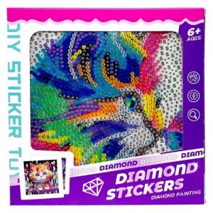 Алмазна мозаїка "Котик" (стрази, інструменти, рамка) в коробці 17,5х17,5 см