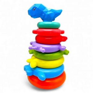 Пірамідка пластикова "Динозаврик" 7 рівнів, наліпки, у сітці (27 см) мікс видів